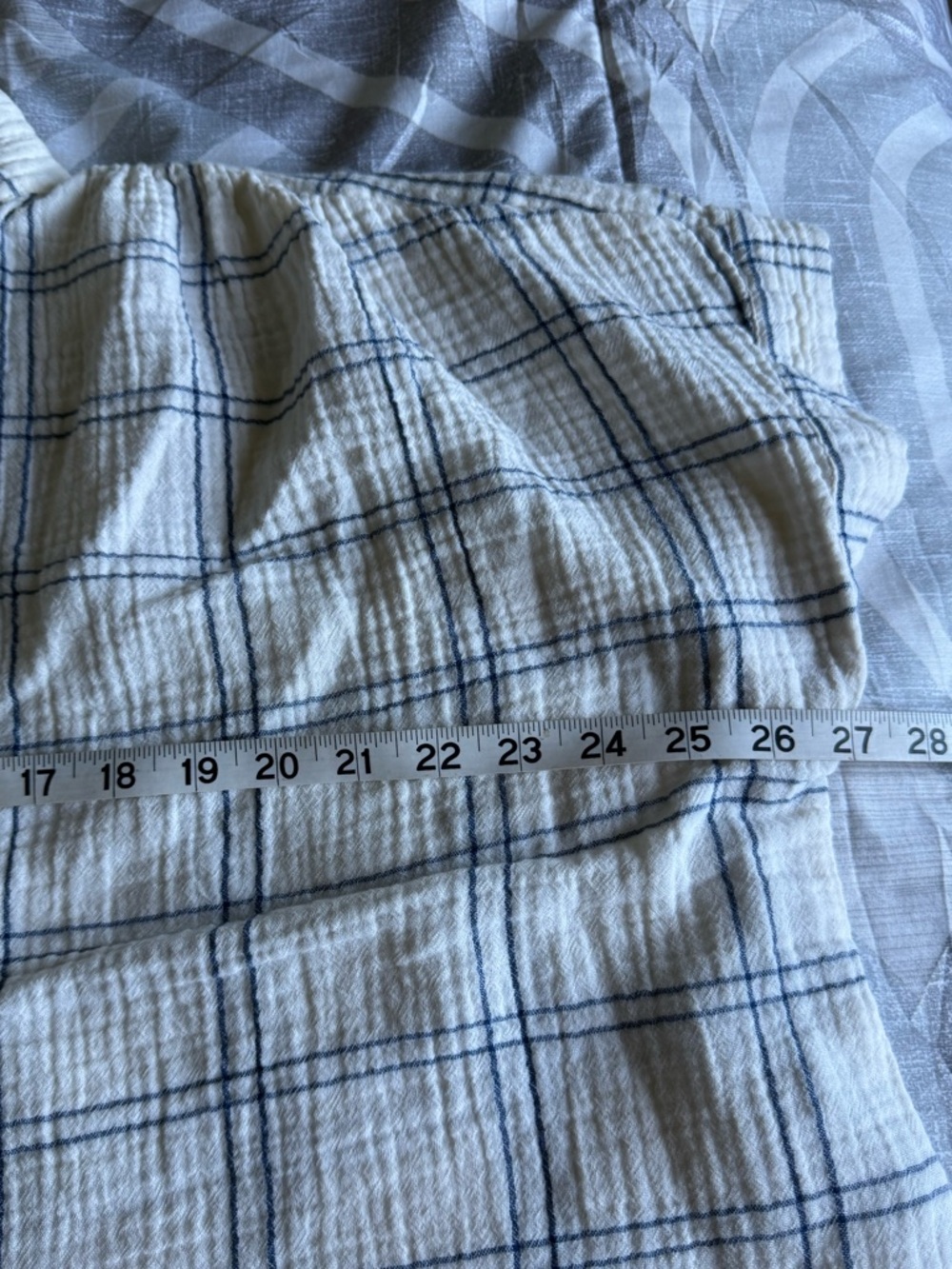 Madewell Cream Button-Up Muscle Tee with Blue Windowpane Plaid - Picture 9 of 10
